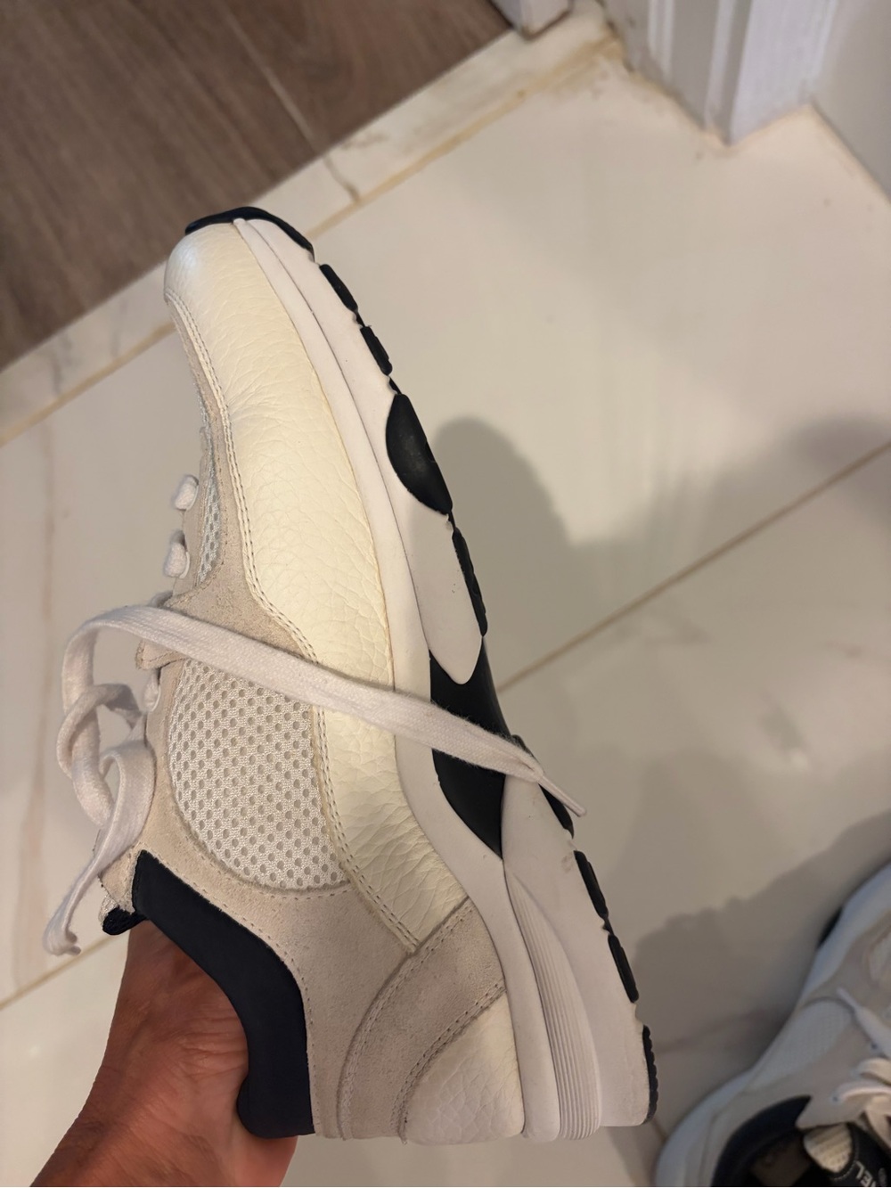 CHANEL Cream & Black Logo Chunky Sneakers - Picture 7 of 9